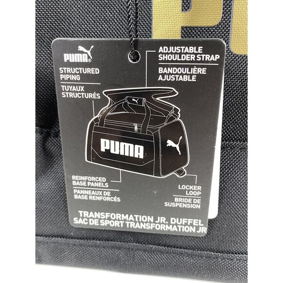 NEW PUMA Unisex Child Evercat Transformation Sports Duffel Bag Black Gold - Picture 12 of 16